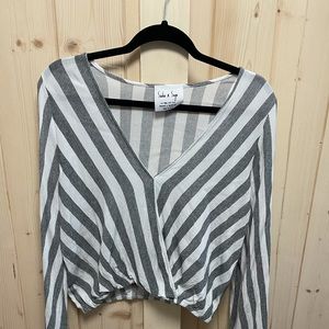 Gray and white blouse